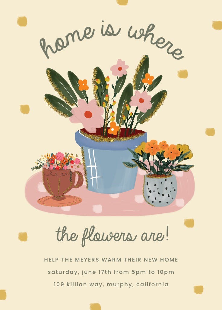 Vibrant Flowers Housewarming Invitation Template Greetings Island